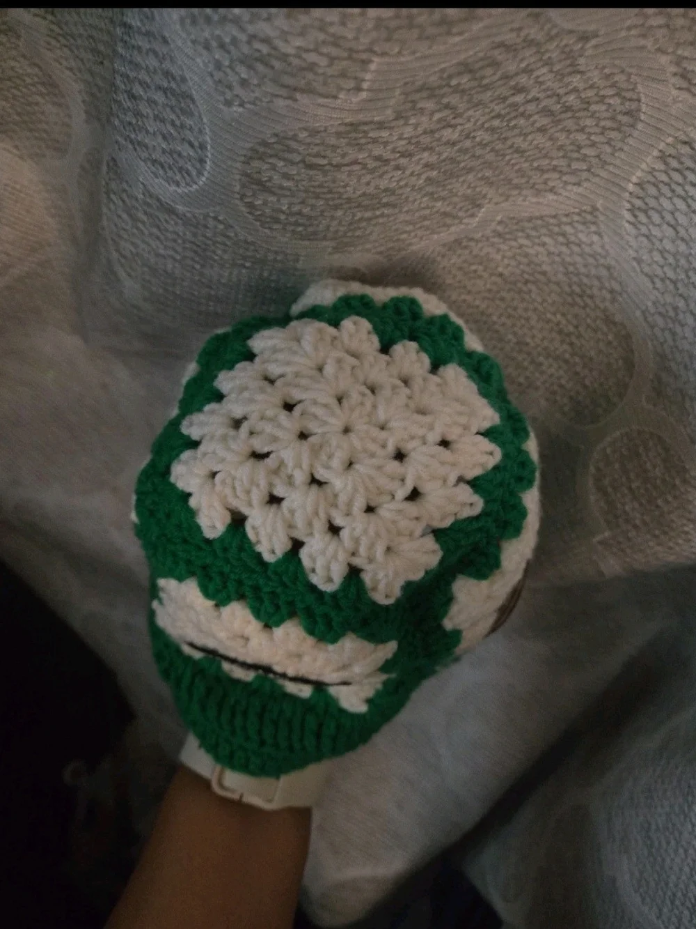 Eagles Green & White Crochet Kids Beanie with Football Patch